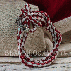 Шнур кожаный плетенный ( красно-белый)